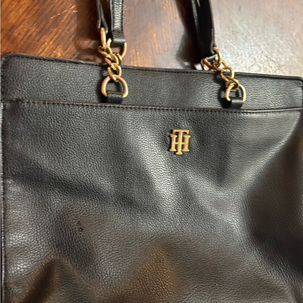 Tommy Hilfiger Black Tote with Gold Accents